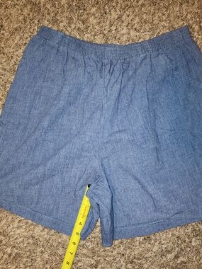 Fawn Grove USA Chambray Elastic Waist Shorts Womens 18W Blue